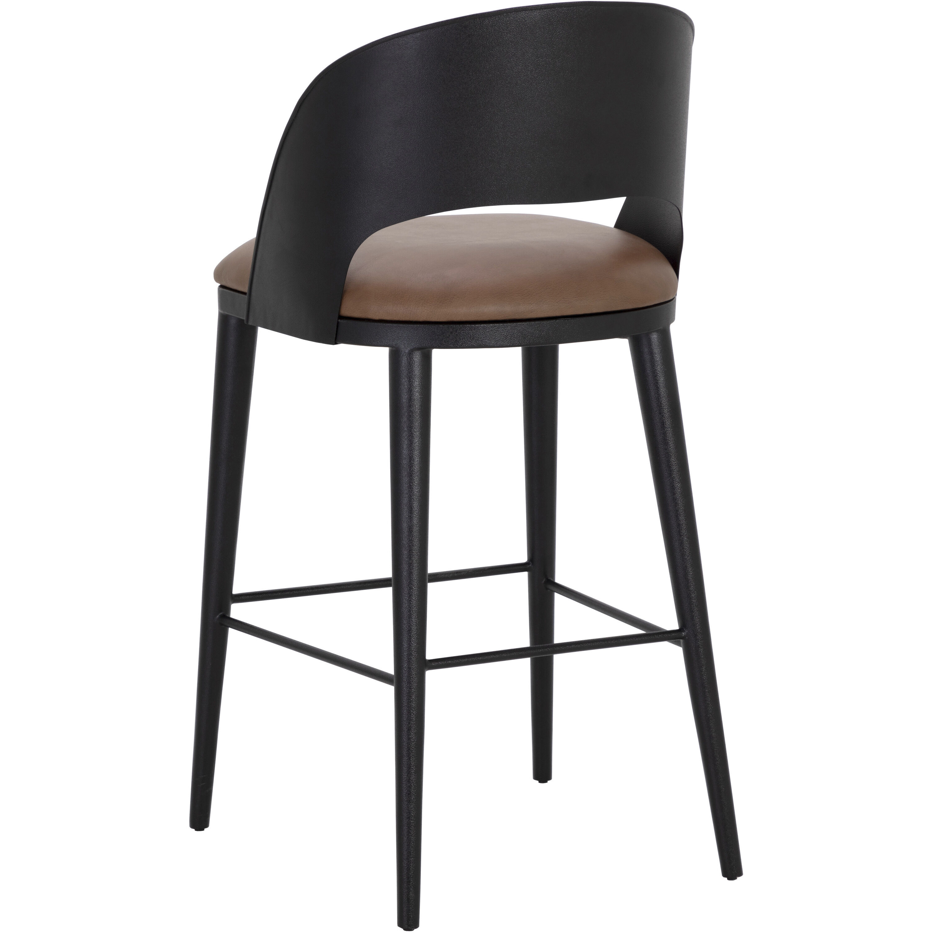 Dezirae 41 inch Black / Cognac Leather Barstool
